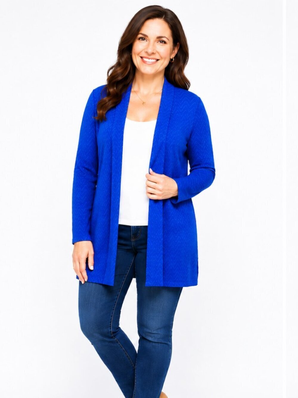 Kasper Cardigan Sweater Cobalt Blue Medium